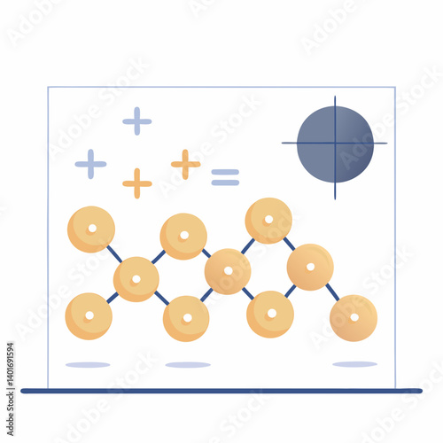 Molecule Structure Illustration with Positive Charges and Circle  