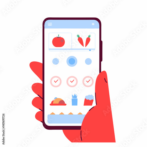 Person using food-tracking app to monitor weight loss goals  