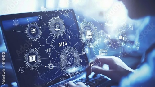 MES Manufacturing Execution System Digital interface connecting to manufacturing systems.
