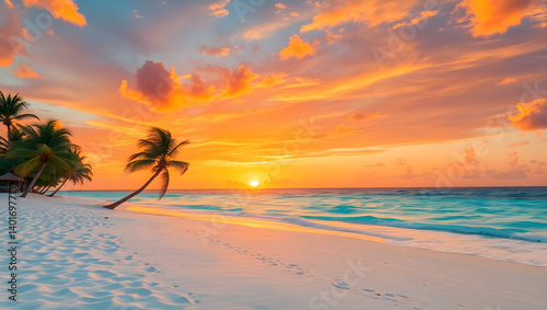 Cancun coast with sunset