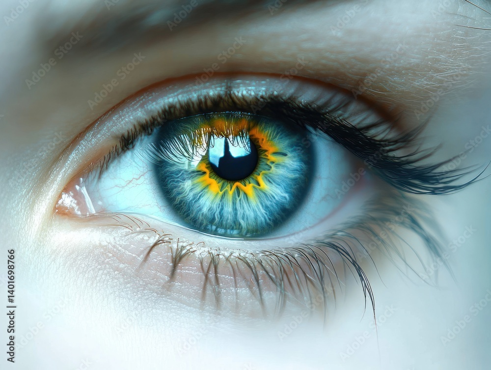 Fototapeta premium Eye Vision Blue Green Iris Detail Photorealism