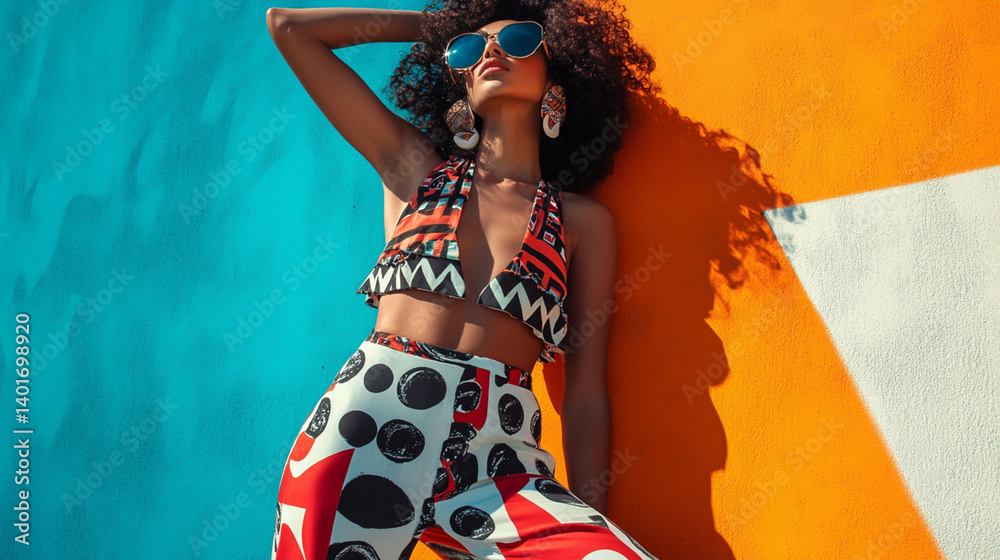 <Trendy Summer Fashion: Vibrant Street Style with Ethnic Prints and Colorful Accessories for Chic Casual Wear>