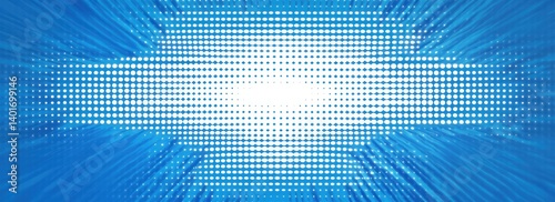 Vibrant Blue and White Halftone Pop Art Background