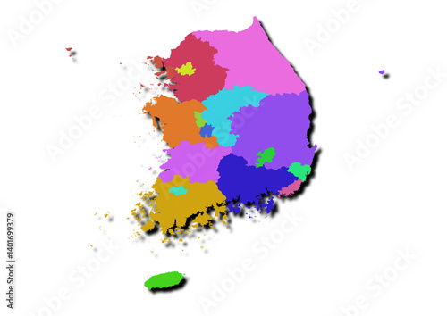 High-resolution illustration of the map of South Korea, showcasing the complete geographical shape of the country