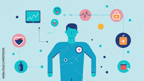 These illustrations encapsulate the various aspects and functionalities of wearable health technology in a visually appealing and simplified manner.