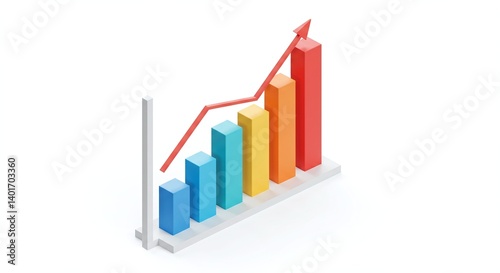 Free Download 3D bar chart illustration with vibrant colors, modern isometric design, clean white background, futuristic infographic style, business analytics concept, high detail, perfect for presentations and rep - GFXLoad