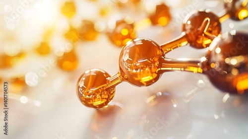 Macro shot of artificial enzyme molecule designed for industrial catalysis displayed on white