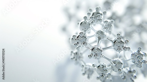 Macro shot of artificial enzyme molecule designed for industrial catalysis displayed on white