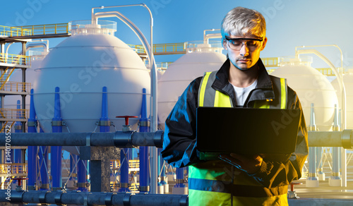 Industrial worker with safe...