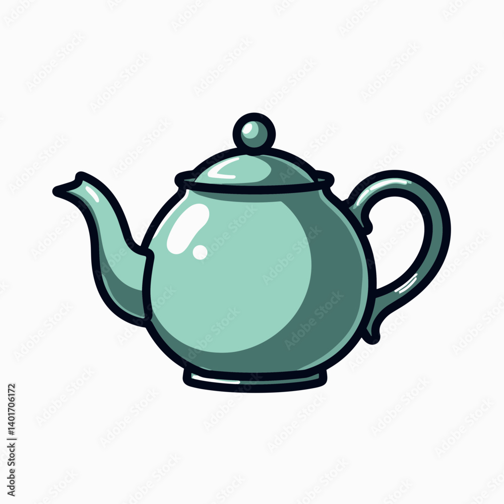 cute teal ceramic tea kettle with white handle