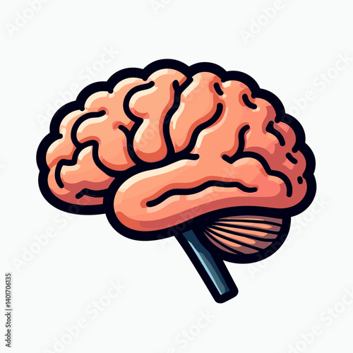 vibrant pink brain illustration with stem