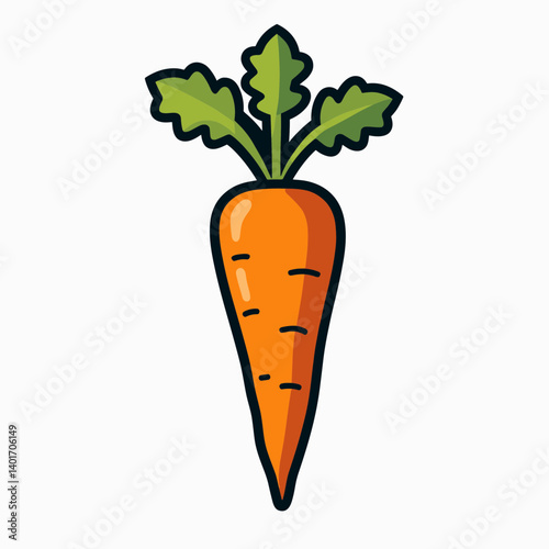vibrant orange carrot with green leaves  fresh vegetable illustration