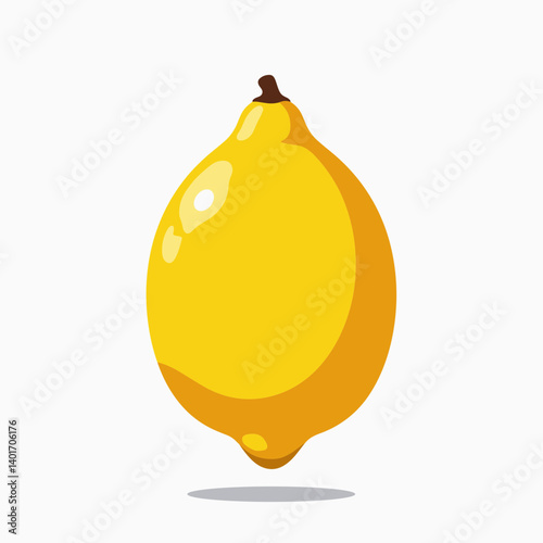 yellow lemon illustration with stem