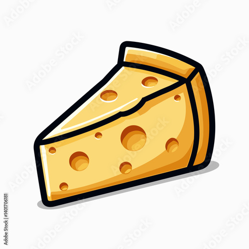 vibrant yellow cheese slice with cracked crust  stock illustration