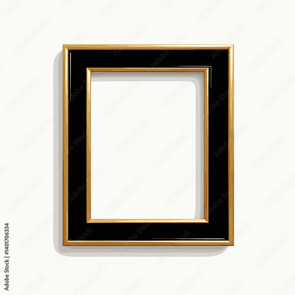 Fototapeta premium gold framed empty picture frame on white wall