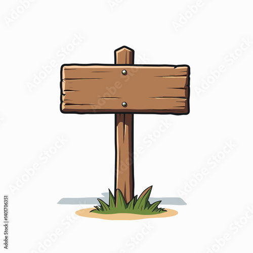 wooden signpost with brown post and white arrow on green grass