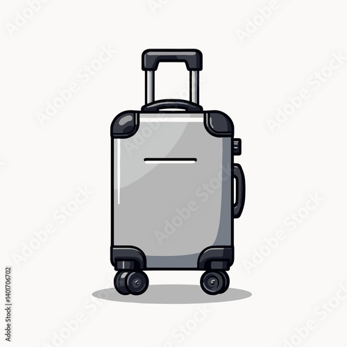 modern silver suitcase with black handles and wheels