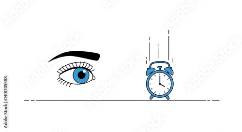 Focused Eye and Alarm Clock: Time Management and Attention Illustration