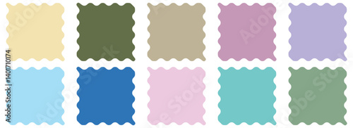 Set of frames with zigzag edge shapes. Set of jagged scallop and zigzag edges elements of vector illustration