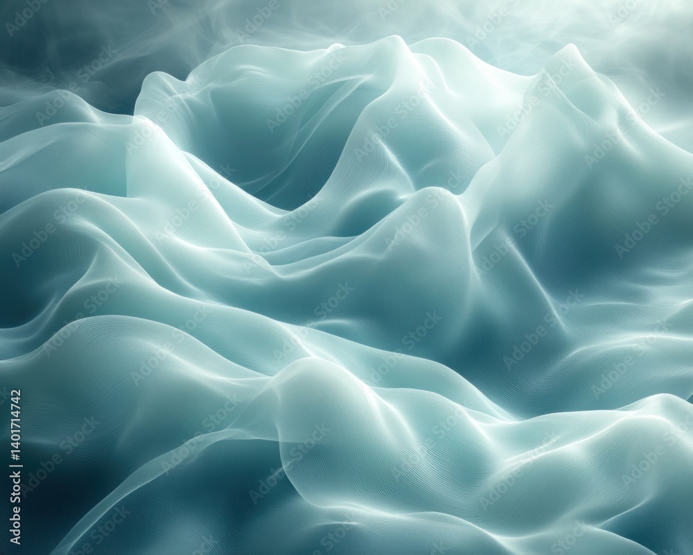 Obraz premium ethereal gradient abstraction in teal and white with soft light and dreamy atmosphere
