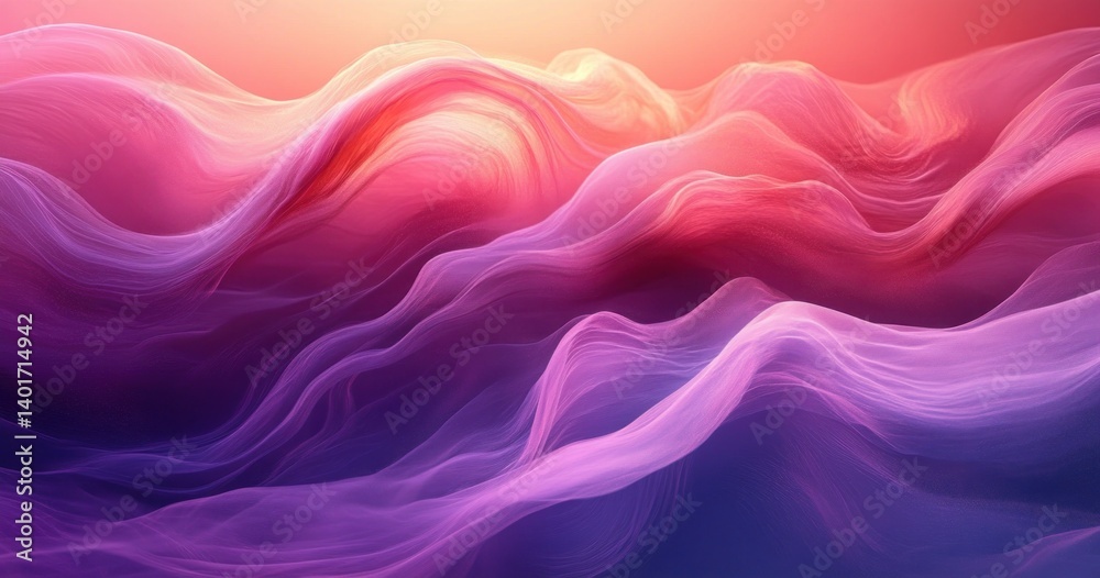 Fototapeta premium Serene Pink and Purple Gradient Abstract Background with Flowing Waves