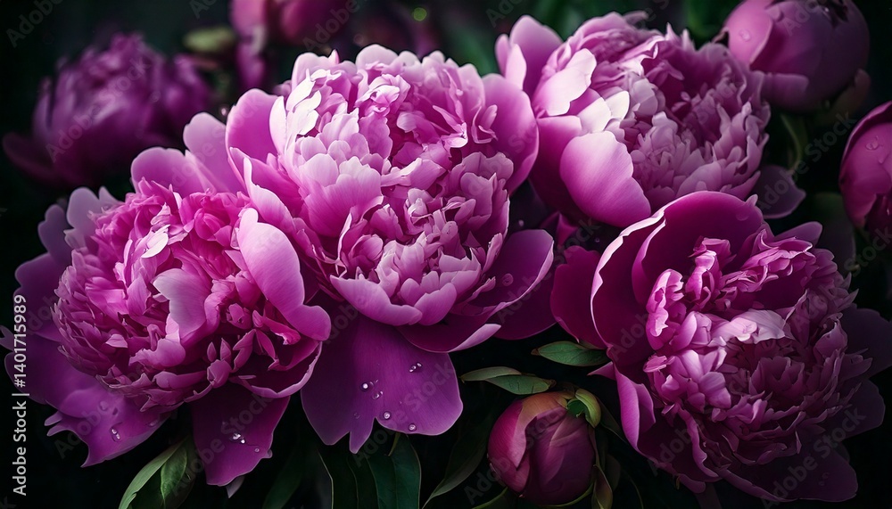 Beautiful purple peonies bouquet close-up, soft focus. Dark Spring or summer floral backgrou. Beautiful purple peonies bouquet close-up, soft focus. Dark Spring or summer floral backgrou.