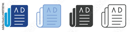 News paper Icons Collection – Multiple Vector Styles Icons