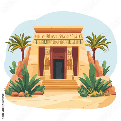The Karnak Temple Complex - Luxor, Egypt - Stock Illustration