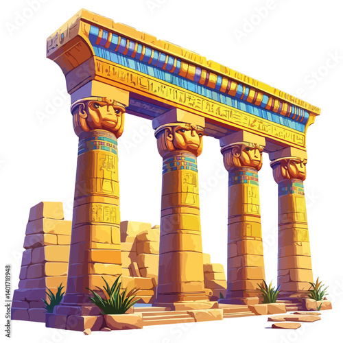 The Karnak Temple Complex - Luxor, Egypt - Stock Illustration