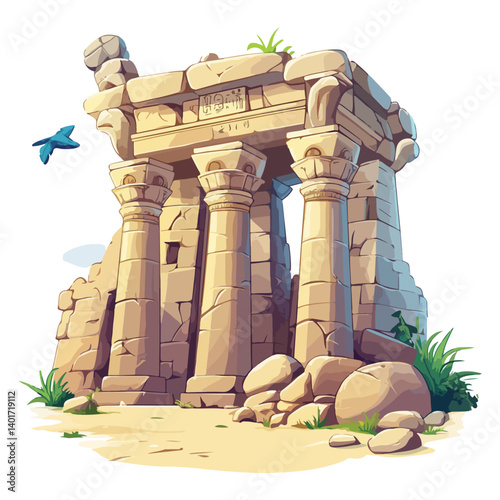 The Karnak Temple Complex - Luxor, Egypt - Stock Illustration