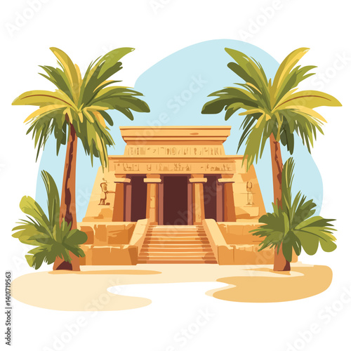 The Karnak Temple Complex - Luxor, Egypt - Stock Illustration