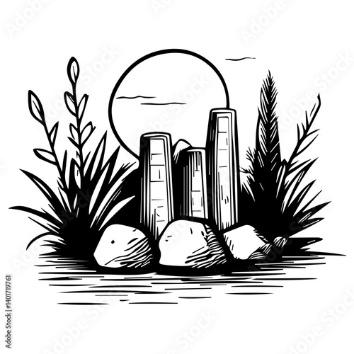 The Karnak Temple Complex - Luxor, Egypt - Stock Illustration