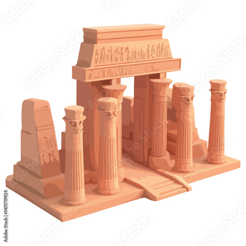 The Karnak Temple Complex - Luxor, Egypt - Stock Illustration