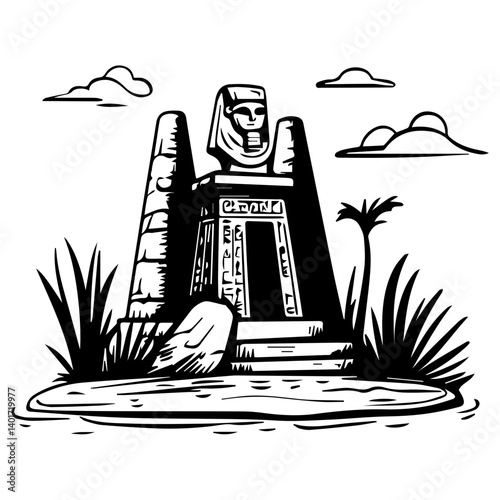 The Karnak Temple Complex - Luxor, Egypt - Stock Illustration