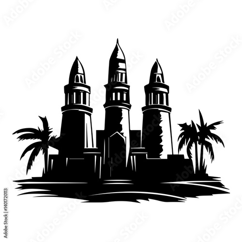 The Karnak Temple Complex - Luxor, Egypt - Stock Illustration