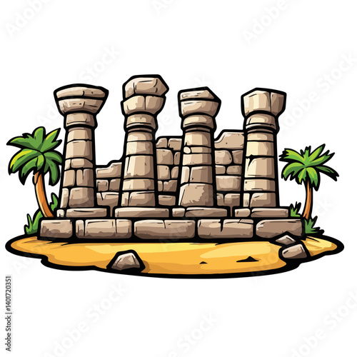 The Karnak Temple Complex - Luxor, Egypt - Stock Illustration