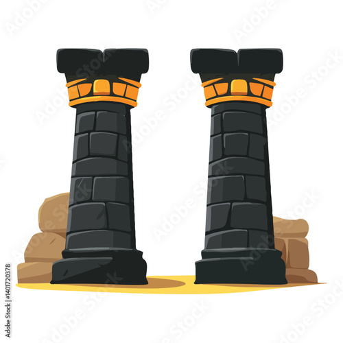 The Karnak Temple Complex - Luxor, Egypt - Stock Illustration