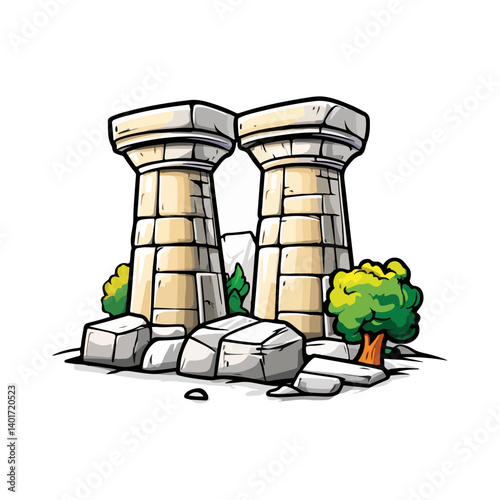 The Karnak Temple Complex - Luxor, Egypt - Stock Illustration