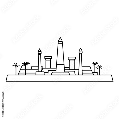 The Karnak Temple Complex - Luxor, Egypt - Stock Illustration