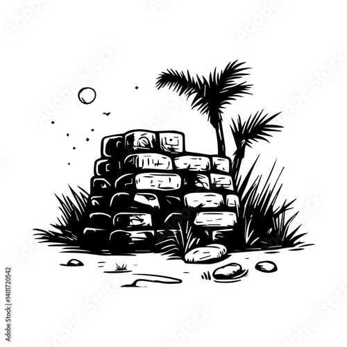 The Karnak Temple Complex - Luxor, Egypt - Stock Illustration