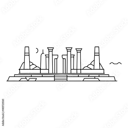 The Karnak Temple Complex - Luxor, Egypt - Stock Illustration