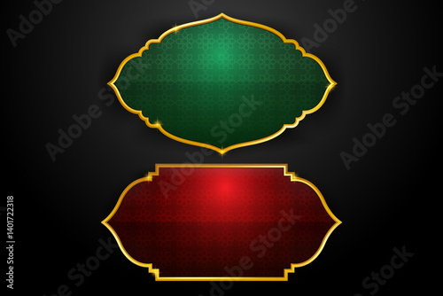 border islamic ornaments. Gold Green and Red