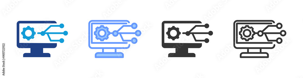 Fototapeta premium Version Control icon set multiple style collection