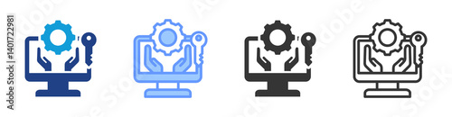 Process Management icon set multiple style collection