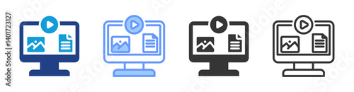 Content icon set multiple style collection
