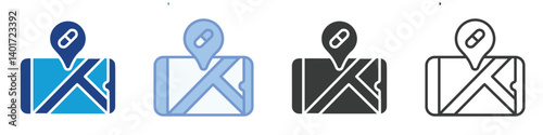 Pharmacy Map Icons Collection – Multiple Vector Styles Icons