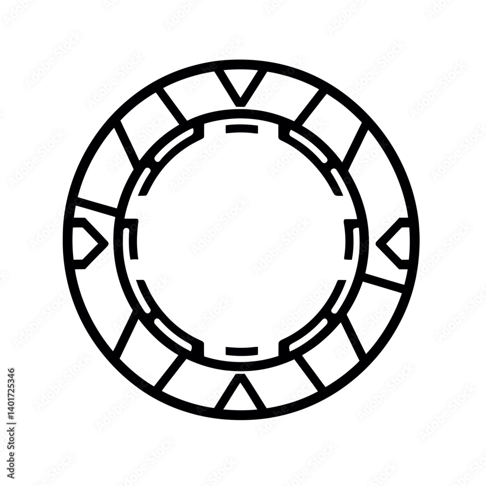 Fototapeta premium Black casino chip icon in a flat style simple illustration
