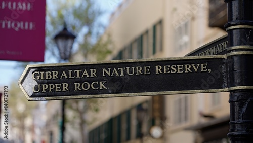 Sign Showing Gibraltar Nature Reserve and Upper Rock in Gibraltar