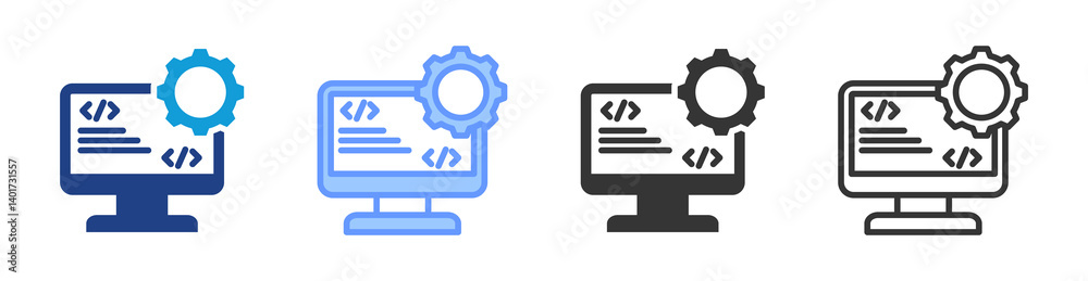 Computer Programming icon set multiple style collection Computer Programming icon set multiple style collection