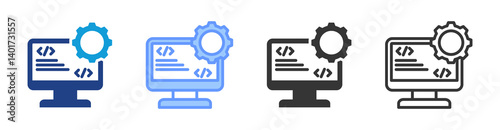 Computer Programming icon set multiple style collection